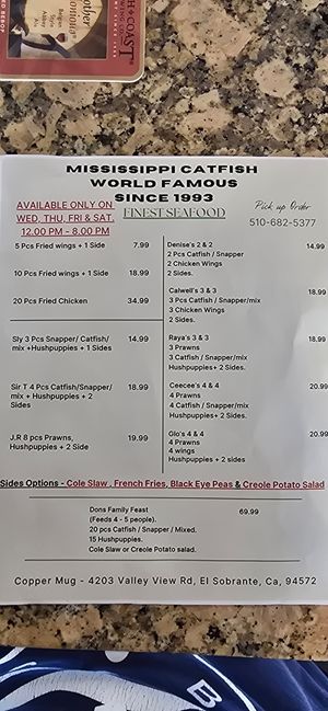 Menu 2 at Copper Mug in El Sobrante