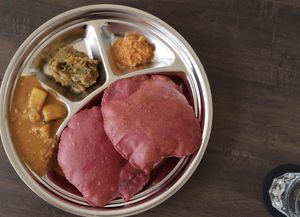 Beetroot poori set  at Temu Vegan Palace in Penang