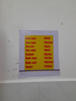 Vegan drinks menu at Buffet chay Ni Thai in Phu Quoc