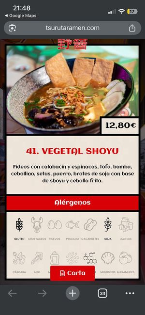 Ramen vegano  at Tsuruta Ramen in Mostoles