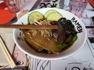 Shoyu Ramen vegano  at Tsuruta Ramen in Mostoles