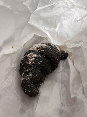 cornetto al carbone  at Focaccina di Fabio e Denisia in Lecco