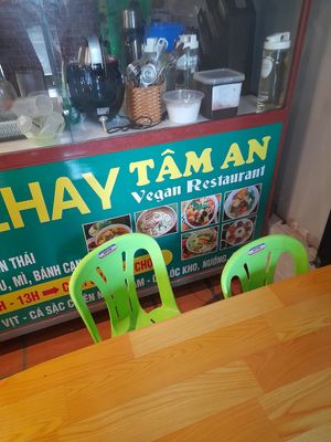 Menu board at Quán chay Tâm An in Phu Quoc