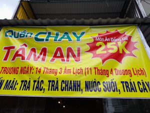 Sign outside at Quán chay Tâm An in Phu Quoc