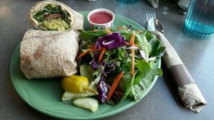 Hummus Wrap with Salat at Snow City Cafe in Anchorage