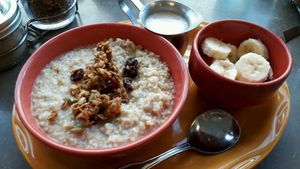 Oatmeal with Almondmilk & Banana at Snow City Cafe in Anchorage