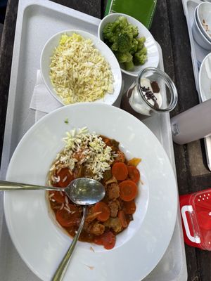 Wok stir fry sweet and sour with rice and Brokkoli   at Campusmensa Poppelsdorf (CAMPO) in Bonn