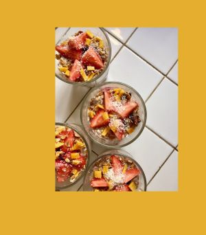 Chia pudding with oatmeal in coconut milk at Nym Kitchen in Moscow