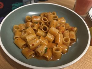 Kids meal - vegan Napoli rigatoni   at Rococo in Mordialloc