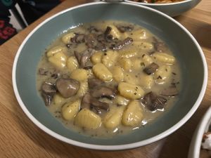 Kids meal - vegan mushroom gnocchi   at Rococo in Mordialloc