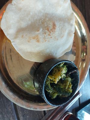 Broccoli stirfry and roti at Namaste Nepal in Chiang Mai