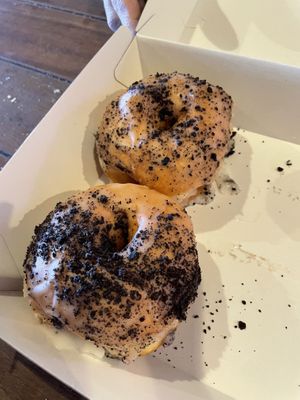 Vegan Oreo glazed donuts  at Kenilworth Country Bakery in Mooloolaba