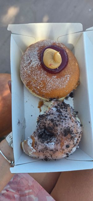 Peanut Butter & Jam Donut & Oreo Glaze Donut at Kenilworth Country Bakery in Mooloolaba