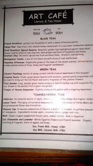 Menu 4 at Art Cafe in Koh Phangan