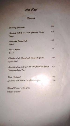 Menu 5 at Art Cafe in Koh Phangan