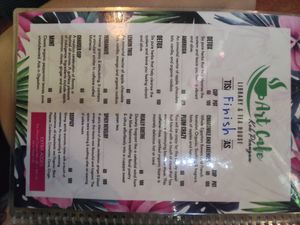 Menu at Art Cafe in Koh Phangan