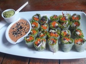 Spring rolls at Art Cafe in Koh Phangan
