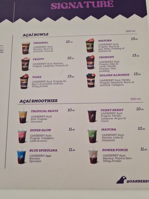 Menu at Oakberry - Corso di Porta Romana in Milan