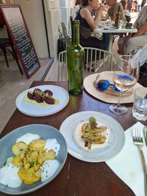 Potatoes, fennel and beetroot at Mauvaise Herbe in Marseille