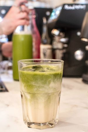 Ice matcha latte at Mauvaise Herbe in Marseille