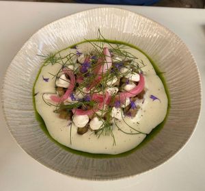 Eggplant tartare with verbena cream at Mauvaise Herbe in Marseille