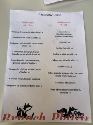 Menu for the day  at Mauvaise Herbe in Marseille