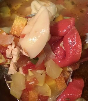 Chicken tortellini with veggies soup at The Westside Deli in New Port Richey