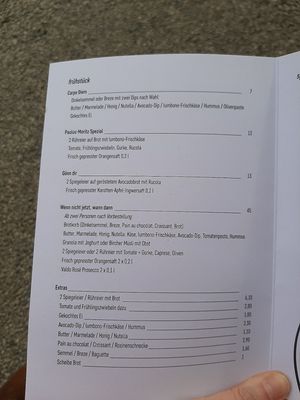 Menu at Café Bar Lumbono - Showroom in Gauting