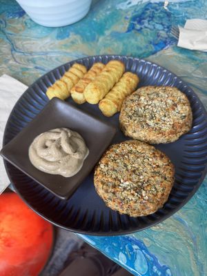 Jackfruit patties and croquettes   at The Soulful Steep  in Pompano Beach
