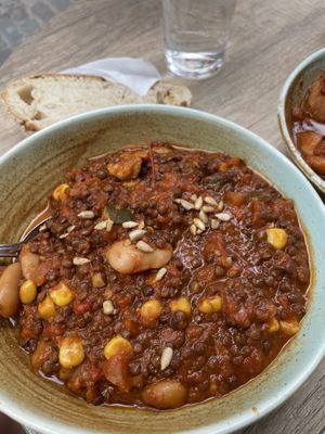 Soup of the day -Beluga chili  at Bacchi Syre  in Stockholm