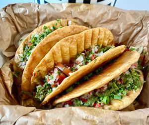 Oyster mushroom tacos at Chamo in Dubai