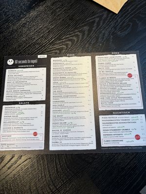 menu (april 2025)  at 60 seconds to Napoli in Dresden
