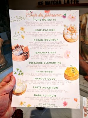 Menu at Les Artizans - Coffee And Flower in Paris