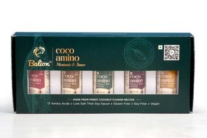 
COCO Amino- Tasting series (Pack of 5 x 35 ml)
Country of Origin India

Raw & unfiltered
Soy & gluten free
Shelf life 18 month
Suitable for vegans at Balion Agrofoods  in Mumbai