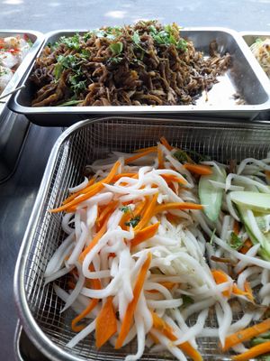 Vegan ingredients for the banh mi at Bánh Mì Chay Huy Phát Chùa Phổ Quang in Ho Chi Minh City