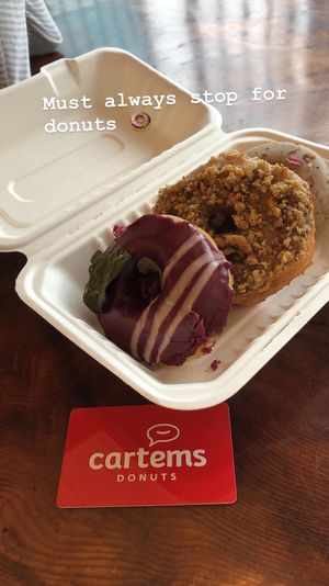 Basil blueberry? Maple Walnut and Earl Grey at Cartems Donuts - Downtown in Vancouver