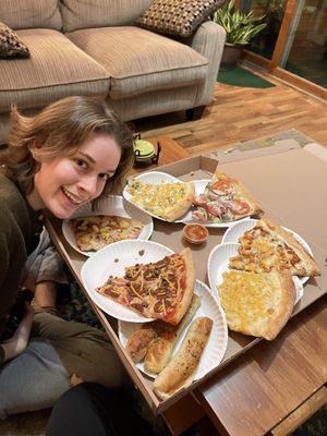 We underestimated the slice sizes but that just means pizza for breakfast 🤷  at Ian's Pizza in Milwaukee