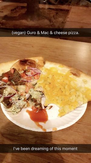 Gyro & mac n cheese pizzas at Ian's Pizza in Milwaukee