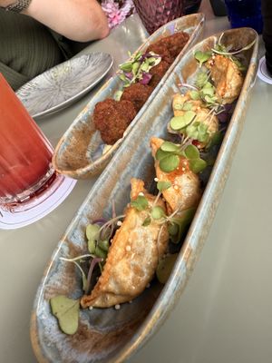 Thai croquettes and gyozas  at Iroko in Mallorca