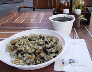 Delicious vegan meal - Nettle soup and rice with olives.
I wasn't happy with the plastic plates, but the food was awesome! at Soupateria - Garibaldi in Sofia