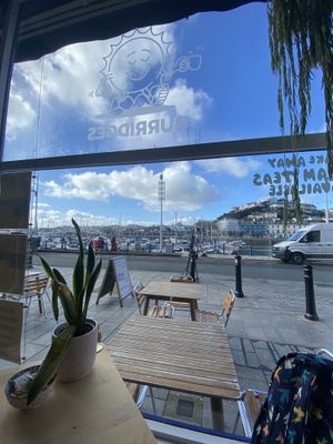 View out the windoww  at Burridge's in Torquay