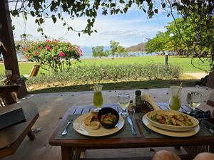 Lunch under pavilion, facing the Gulf of Nicoya. Delightful! at La Cangreja - O'Pacifico Hotel in Puntarenas