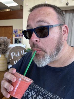 Strawberry smoothie   at Juice 101  in Kamuela