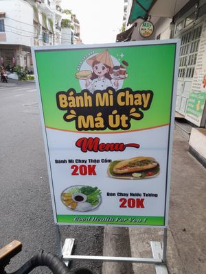 Sign outside at Banh Mi Chay Ma Ut in Ho Chi Minh City