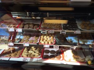 Top shelf is vegan, second shelf is dairy free (uses eggs), and third shelf uses dairy and eggs at Joey's Home Bakery in Boynton Beach