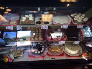 Top shelf is vegan, second shelf is dairy free (uses eggs), and third shelf uses dairy and eggs at Joey's Home Bakery in Boynton Beach