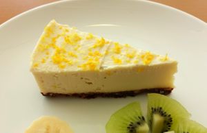 Raw cheese cake with lemon flavor at Vege Cafe in Tokyo