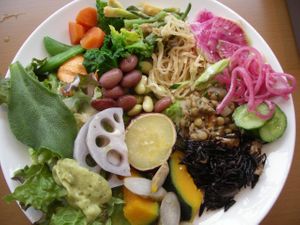 Selection from the lunch buffet. at Vege Cafe in Tokyo