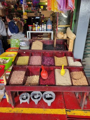 Colorful beans at Mercado Miguel Hidalgo in Tijuana
