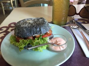 Vegan Vienna sausage sandwich at Zoe Market and Food - Via Giulia in Trieste